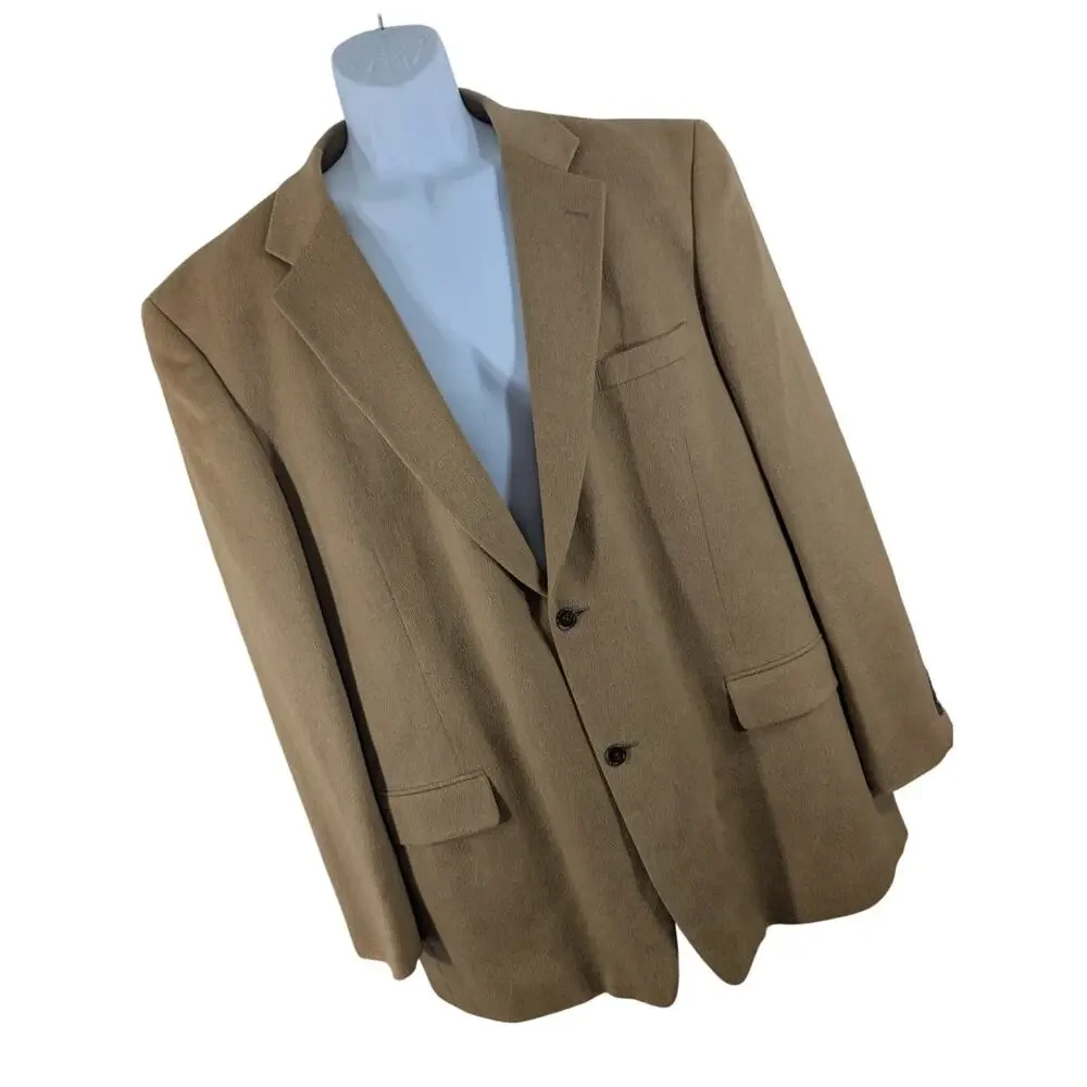 JOSEPH & FEISS! 100% CAMEL HAIR BEIGE/TAN 2 BUTTON, FULLY LINED JACKET! SZ 50XL